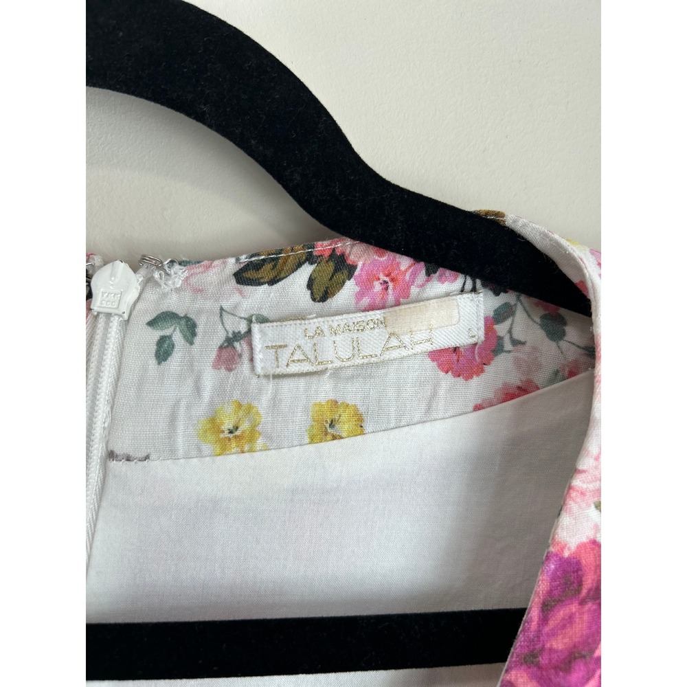 La Maison Talulah TeaTime Mini Dress Large Floral Ruffle Puff Sleeve Cottagecore - Picture 4 of 10